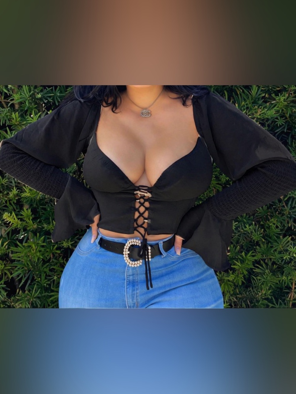 Black Lace-Up Corset Crop Top - Women